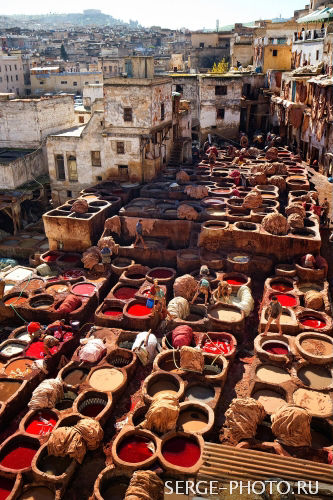 Tannery

The oldest leather tannery in the world dates back at least nine centuries. The tannery is composed of numerous stone vessels filled with a vast range of dyes and various odorous liquids. The tannery processes the hides, turning them into high quality leather products. This is all achieved manually, without the need for modern machinery.
